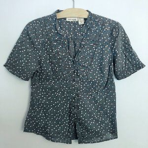 DKNY Jeans Petites Polka Dot Buttondown Blouse